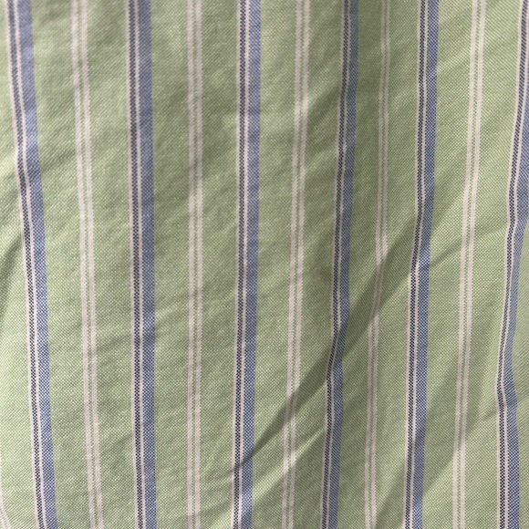 Ralph Lauren green, blue, and white striped short-sleeved shirt. - Picture 4 of 5
